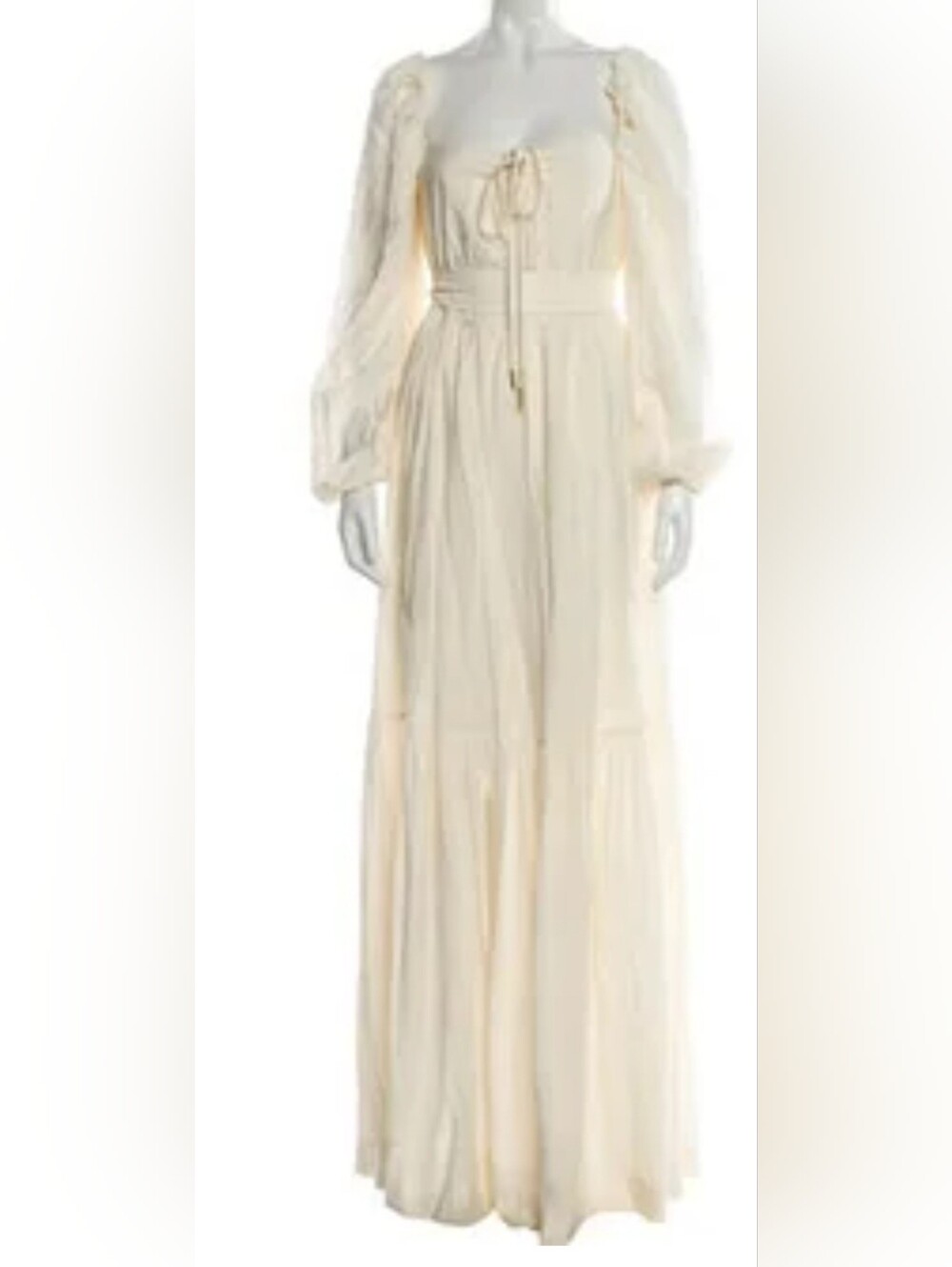 Jonathan Simkhai Cream Long Puff-Sleeve Maxi Dress